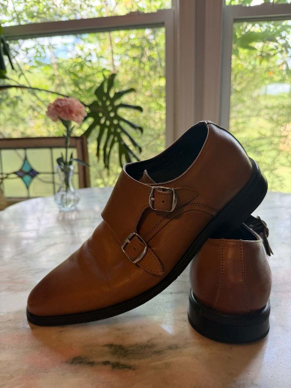 La Milano Mens Double Monk Strap Leather Dress Shoes